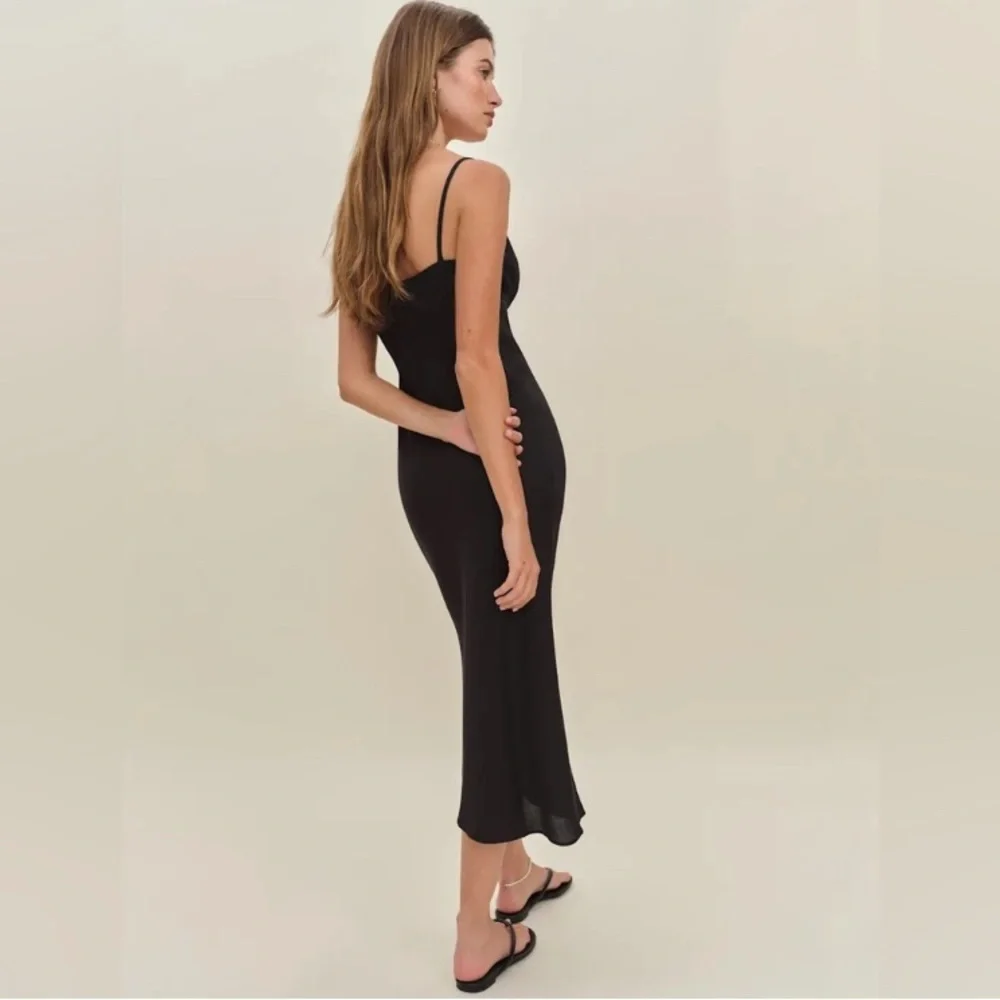 NWT Reformation Camira Dress Black Slip Midi, Size 12 - Picture 3 of 14